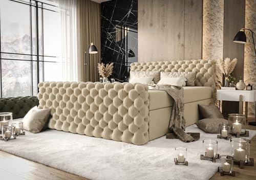 B&B HOME Boxspringbett Figo IV im Chesterfield-Stil, mit Zwei Bettkästen...