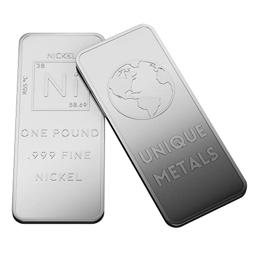 1 Pound .999 Pure Nickel Bar Bullion With Element Design - Unique Metals #TOP2