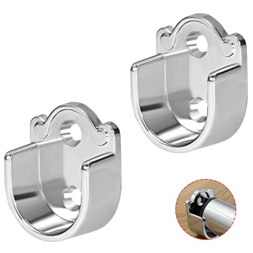 2 pcs Zinc Alloy Wardrobe Closet Rod Bracket, Shower Curtain Rod Pole End Supports Sockets Flange Holder Fit Rod Dia 19mm