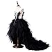 KDOAE Vestido de Noche Vestido Infantil Girls Negro Puffy Swan Princess Dress Vestido Chicas Cola Cancello Piano Piano Trajes de promoción Juego de rol (Color : Black, Size : 110cm)