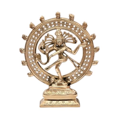 Image of Brass Natraj Statue | Lord Shiva Dancing Natraj Idol | Traditional Sculpture for Home Decor | Vastu & Feng Shui | Nataraj Murti Showpiece | 21cm Approx