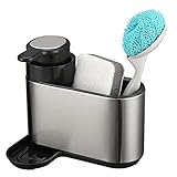 CLEACE Sink Caddy Stainless Steel Sponge Holder Organizer with Dispenser Tidy Drains Water for...