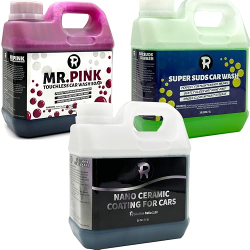 ZionYEE Ultimate Car Wash & Protect 3-in-1 Kit - Touchless Pre-Wash Foam, pH Neutral Shampoo & Hydro Spray Sealant Complete Professional System for Deep Clean & High Gloss