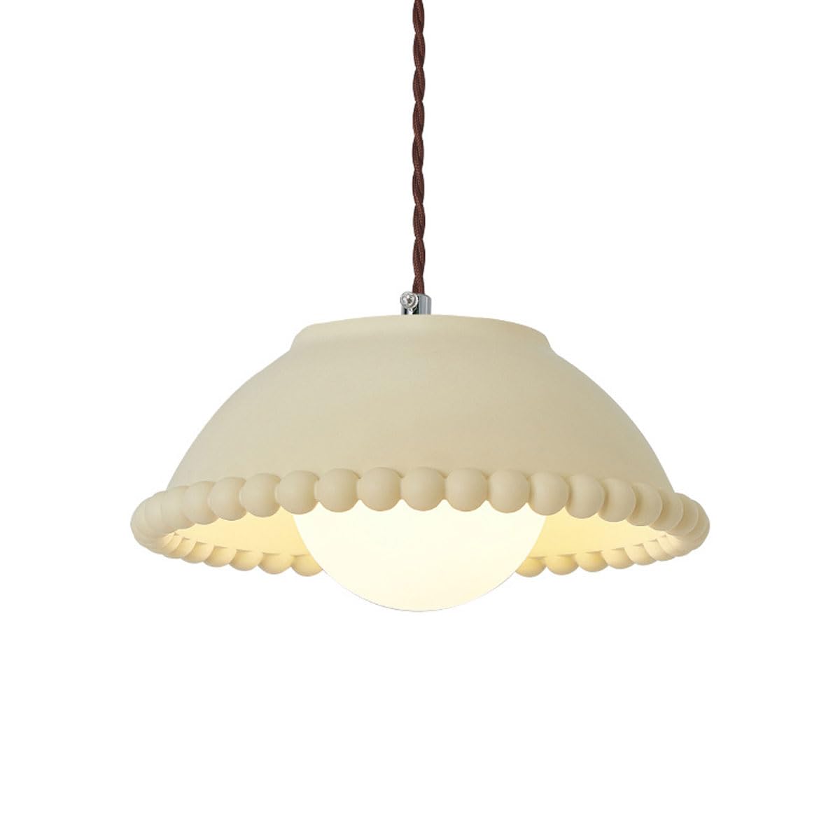 Lampe suspendue Wabi-Sabi d'architecte en résine crème texturée pour intérieur contemporain