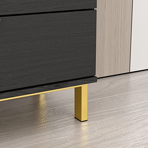 Aiegle Sideboard Buffet Cabinet With 3 Drawers & 2 Doors, Kitchen Buffet Storage Cabinet Entryway Cupboard With Gold Metal Legs, Black (62.9" L X 15.7" W X 27.5" H) #TOP4