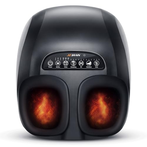 JZBRAIN Shiatsu Foot Massager Machine with Heat : Deep Kneading Foot Massager with Vibration & Compression for Plantar Fasciitis & Neuropathy - Relax for Home Office Use