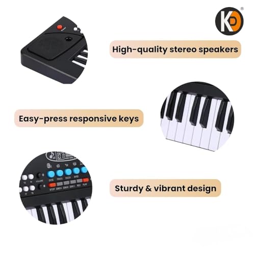 Image of K D Piano Keyboard for Kids with Mic | Music Keyboard Piano, 37 Keys, 8 Rhythms, 8 Tones, 6 Demos, Song Record & Play, Musical Toys, Birthday Gift for Kids - Boys & Girls