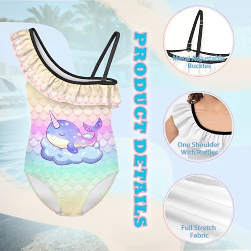 Image of Girls Swimsuit One Piece Ruffle Swimsuit Non-Slip Straps UPF 50+ for Girls Size 3-14 Years