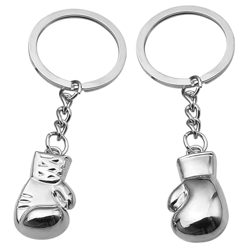 Guantes de Boxeo Llavero de Acero Inoxidable, 2 Piezas Colgante de Cajas con Mano de Fabricación Fina, Recuerdo y Decoración para Coche y Bolso, para Boxeadores y aficionados a las