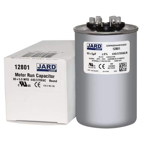 (2) Pack, 80 + 5 uF x 370 or 440 VAC - Jard # 12801 Round Dual Run Capacitor