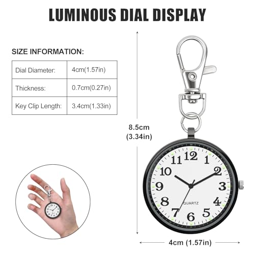 Image of Minimalist Ultra Thin Open Face Quartz Pocket Watch with Key Buckle Unisex Portable Unisex Pocket Watch