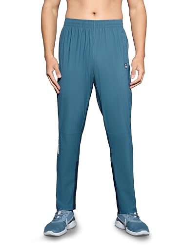 Image of TECHNOSPORT Men's Solid Trackpants DURACOOL+ Quick Dry Straight Fit Mid Rise Drawstring Polyester for Gym Training Outdoor Wear Anti Odour