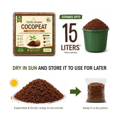 Image of Cocopeat 1Kg Block | Export Grade Cocopeat | Low EC, No Mud | Expands Upto 15L