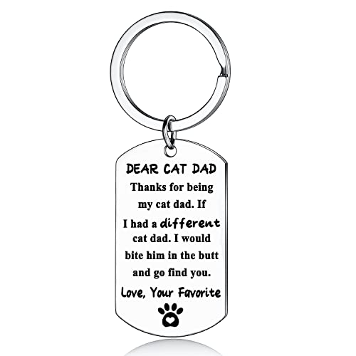 Tihnvk Funny Cat Dad Keyring Gifts for Cat Dad Father's Day Gift Cat Lovers Gift Christmas Birthday Gift for Cats Daddy