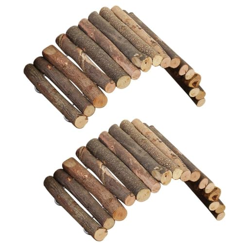 PINVNBY 2 PCS Hamster Toys Wooden Hamster Ladder Bridge Tunnel Hide Guinea Pigs Cage Accessories Natural Hideout for Small Animals Chinchillas Guinea Pigs Mouse Rat Ferret Rodents