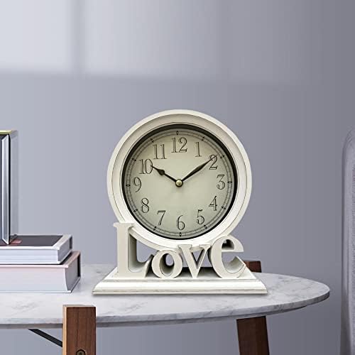 Miniatura 6 de Reloj de escritorio rústico con repisa, relojes de mesa decorativos para mesita de noche, sala de estar, casa de campo
