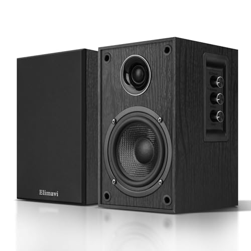 Elimavi Powered Bookshelf Speakers, 40W X 2 Record Player Speakers with 4 Inch Woofer and a 1' Silk...