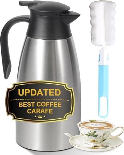 Image of 70 OZ Thermal Coffee Carafe,Updated Insulated Stainless Steel Coffee Carafes for Keeping Hot Coffee & Tea Hot Beverage-12Hours, Double Walled Vacuum Coffee Carafe (silver)