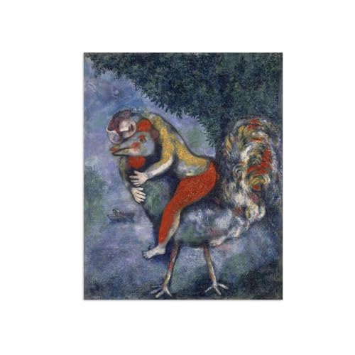 Impression sur toile Chagall Le Coq de qualité musée 30x40cm fine art