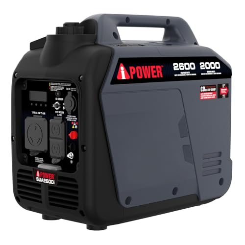 A-iPower Quiet Inverter Generator, 2600W RV Ready, EPA & CARB Compliant CO Sensor, Portable Ultra-Light Weight For Backup Home Use, Tailgating & Camping (SUA2600i)