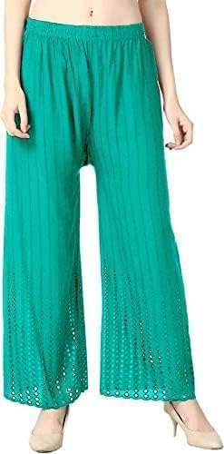 GIRLYZ Attire Women's Lucknow Ethnic Cut Chicken Palazzo Pant (Free Size) for Women, Girls(Sea Blue)-picture-10