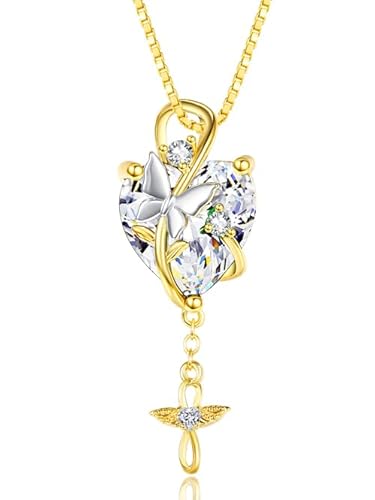 VANAODUC �a���΃n�[�g�N���X�l�b�N���X �����p�o�^�t���C�y���_���g 14K�S�[���h/18K�z���C�g�S�[���h ���f�B�[�X�l�b�N���X�A�W���G���[ �L�O�� �a���� �N���X�}�X�M�t�g �ޏ� �� ��, Suitable for most people, �x�[