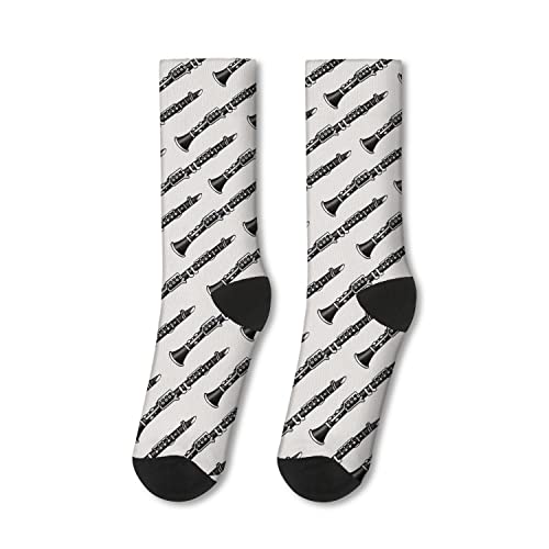 Ncrjczql Mens Crew Athletic Socks Clarinet Musical Instrument Middle Calf Socks Novelty Cozy Casual Socks #TOP2