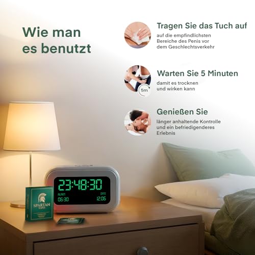 Spartan Wipes Verzögerungstücher für Männer – Länger durchhalten & mehr Kontrolle – 7 einzeln verpackte Tücher – Für Ausdauer & Performance