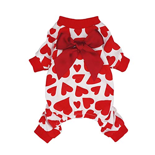 Fitwarm Dog Pajamas Hearts Costumes Pet Clothes Cat Jumpsuits Onesies Jammies Red Small