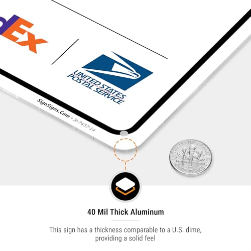 Image of Package Delivery Sign, Delivery Instructions Deliver All Package to Front Door Left Arrow Sign, 10x14 Inches, Rust Free .040 Aluminum, Fade Resistant, Made in USA