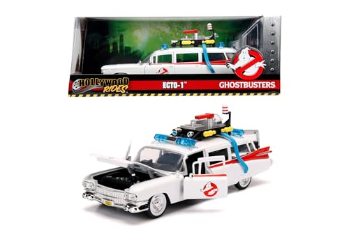 Jada Toys Ghostbuster ECTO-1, Modellauto, Spielzeugauto aus Die-cast, öffnende Türen, Kofferraum & Motorhaube, Maßstab 1:24, weiß