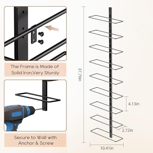 Image of B4Life Wine Rack Wall Mounted 9 Bottles, Metal Hanging Wink Racks for Wall | Liquor, Champagne, Under-Stair Walls, Wine Cellars, Decorative Display With Empty Bottles, Home Bar, Cellar, Dining Room