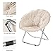 mDesign Urban Papasan Folding Moon Chair - Large Saucer UFO Chair with Collapsible Metal Frame - Fuzzy Foldable Dish Seat for Home Office, Living Room, Dorm Room, and Bedroom - Beige/Silver