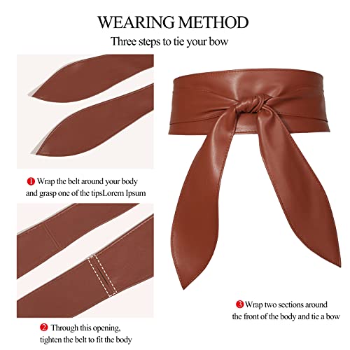 Women Obi Belt Wide Cinch Belt Soft PU Leather Tie Up Wrap Around Waist Belt Knotted Waistband Corset Belt For Dress3
