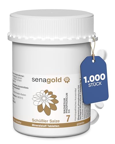 Senagold Schüssler Salze Nr. 7 Magnesium phosphoricum D6 1000 Tabletten Das Salz der Muskeln und Nerven gluten- & alkoholfrei hergestellt nach Homöopathischem Arzneibuch in Deutschland