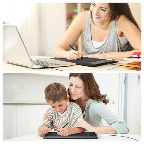 Teinenron Graphics Drawing Tablet With Stand,10X6 Inch Drawing Tablet With 8192 Level Pen,12 Hot Keys,Digital Drawing Pad Compatible With Pc/Mac/Android For Painting,Design&Online Teach thumb #6