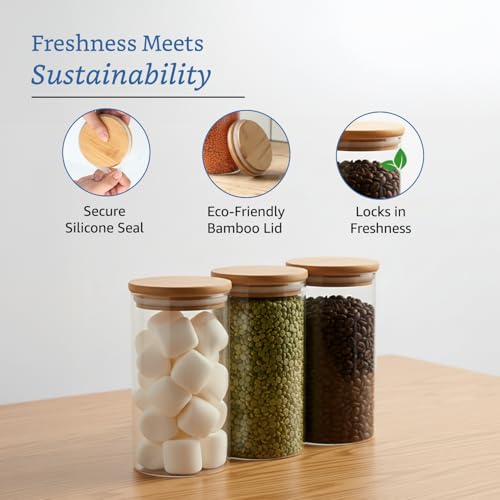 Image of Amazon Brand - Solimo Glass Borosilicate Jar 1000Ml,Transparent, 6 PCS