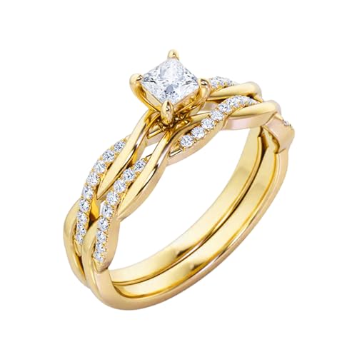 Moissanite Bridal Ring Set for Women Infinity Wedding Ring Set with Princess Cut Center Moissanite Engagement Ring Set 925 Sterling Silver 10K 14K 18K Gold4