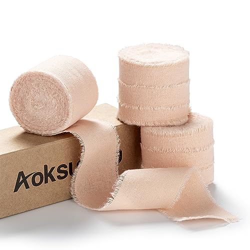 AOKSUNOVA 3,8cm Geschenkband Apricot Baumwolle Schleifenband Hochzeit Breit Stoffband Fransenband Baumwollband AOKSUNOVA 3,8cm Geschenkband Apricot Baumwolle Schleifenband Hochzeit Breit Stoffband Fransenband Baumwollband