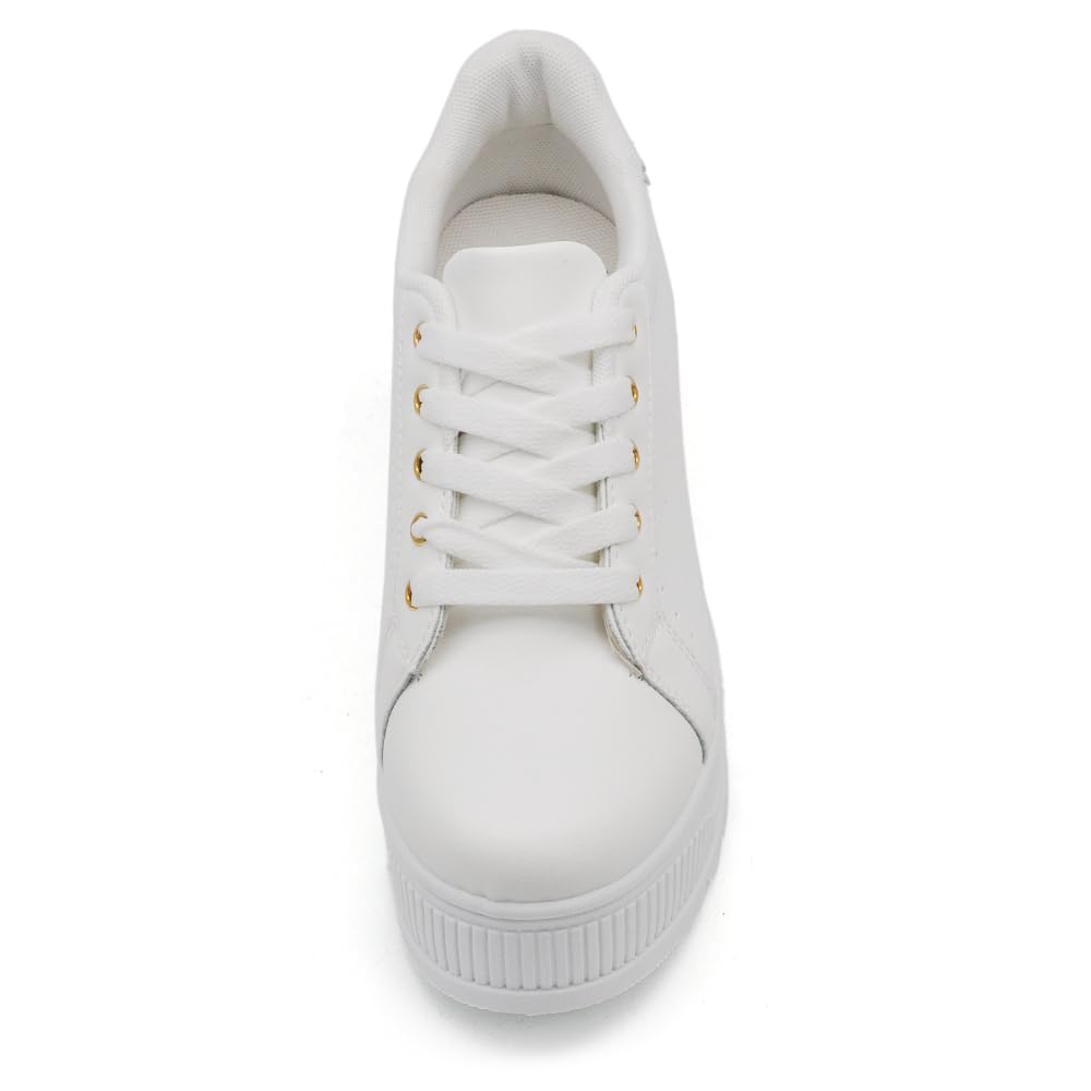IF900-1 - Zapatillas deportivas para mujer, estilo casual, plataforma alta, color blanco