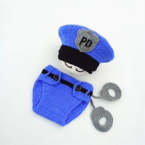 SUNBABY Newborn Baby Handmade Crochet Knitting Costume Infant Photo Photography Prop Hats Pants Suit (Policeman Suit) Medium Size by SUNBABY - Used condition - Image 3