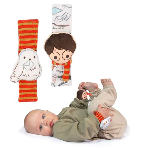 Image of KIDS PREFERRED Harry Potter Hedwig Baby Infant Wrist Rattles with Hedwig Plush Rattle - Soft Baby Wrist Rattles Encourage Leaning Development Newborn to 12 Months Boys and Girls