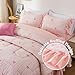 A Nice Night Rainbow Stripes & Bows Bedding Set,Ruffle 6 Piece Bed in a Bag Matching Sheet Set,Princess Style Chic Bow Printed,Light Pink Room Decor for Girls,Twin