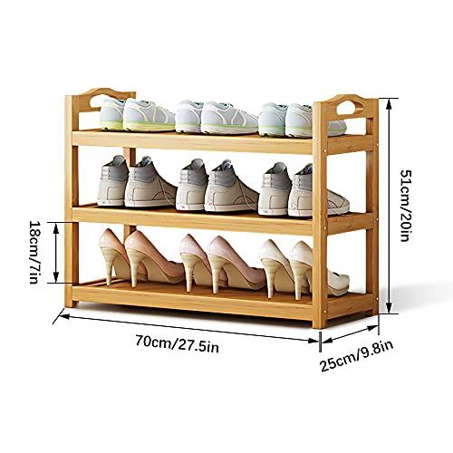 Qumeney 3 Tier Shoe Rack For Entryway, Bamboo Shoe Rack Organizer Free Standing Sturdy Shoe Shelf, Small Wooden Shoes Rack Doorway Bedroom Living Room Balcony Closet, 27.5 X 9.8 X 20 Inch #TOP4