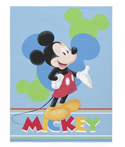 Disney Manta Coralina Mickey Mouse, Suave Fleece, 100 x 140 cm, Azul
