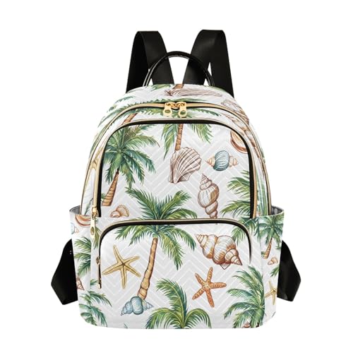 senya Shells Palm Trees Women Backpack Purse Travel Daypack Shoulder Bag