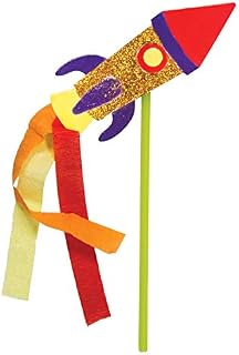 Baker Ross ET507 Card Rocket Wand Kits, 3 Assorted for Kid's to Make & Decorate for Bonfire Night (Pack of 6), White, 28cm
