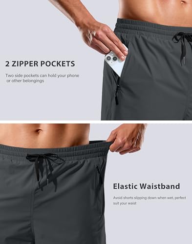 Image of G Gradual Mens Swim Trunks with Compression Liner 7 inch /9'' Quick Dry Board Shorts Swimsuit Bathing Suit for Men Zipper Pockets