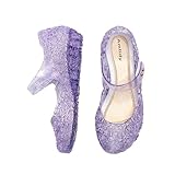 Amtidy Flats Mary Jane Dance Party Cosplay Shoes, Snow Queen Princess Birthday Sandals for Little Girls, Toddler Purple 7.5M Toddler