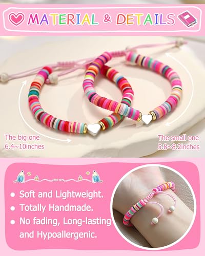 PINKDODO Matching Heart Bracelets for 2-First Day of Kindergarten Mother Daughter Best Friends Bracelets4